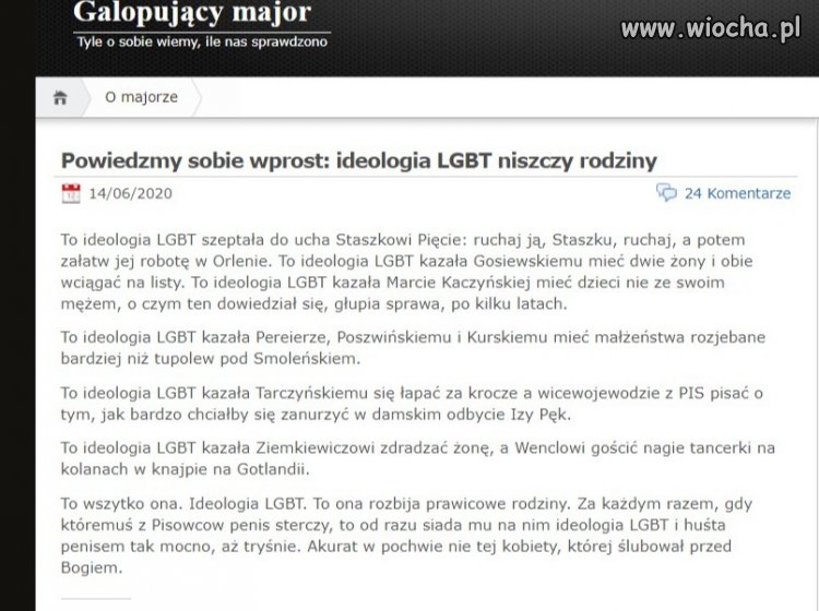 Mocne słowa o LGBT...