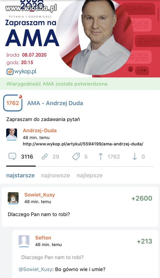 Orka prezydencka na wykopie czyli czat dudą