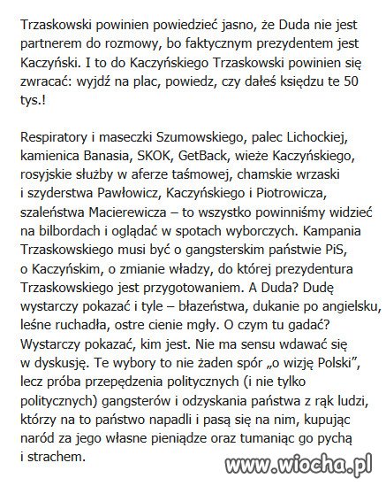 Niech Trzaskowski rzuci wyzwanie Kaczyńskiemu!