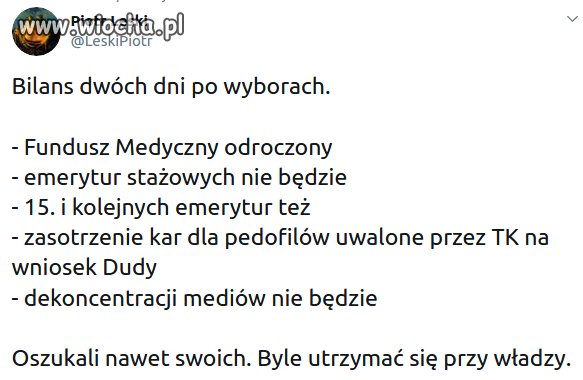 Tymczasem dwa dni po wyborach