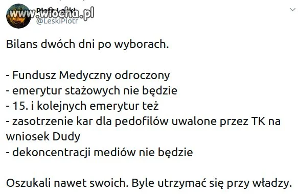 Tymczasem dwa dni po wyborach