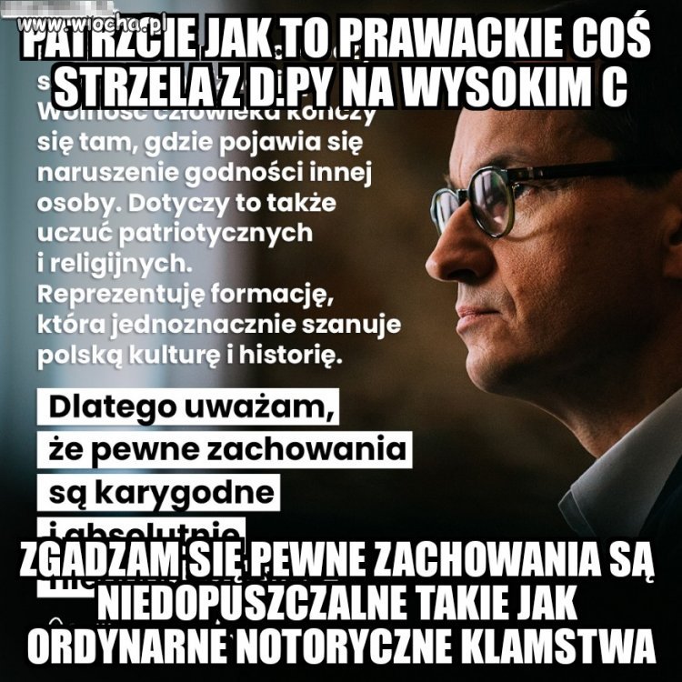 Vateusz rzyga prawością i świętym oburzeniem