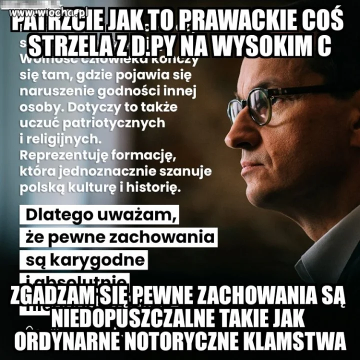 Vateusz rzyga prawością i świętym oburzeniem