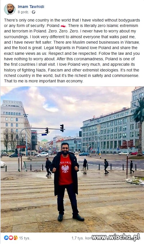 Imam, który chwali Polskę jako bezpieczny kraj.