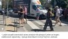 Piesi zablokowali furgonetkę 