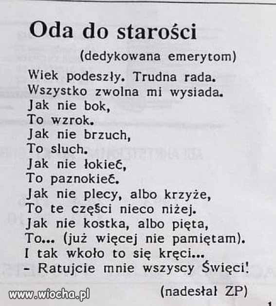 Oda do starości...