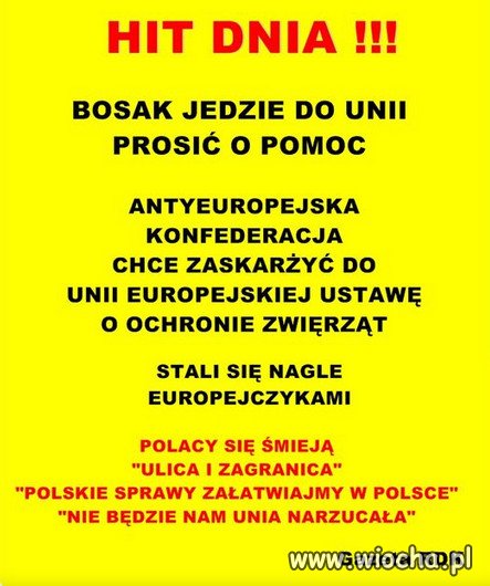 BOSAK JEDZIE DO UNII PROSIĆ O POMOC