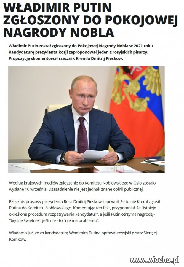 Putin ją odbierze, tylko jeszcze nie wiadomo komu