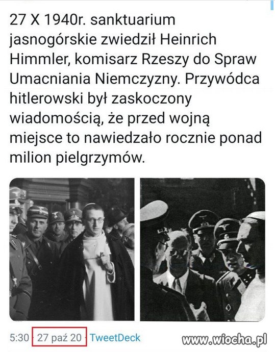 Jasna Góra od kilku lat chwali się wizytą Himmlera?