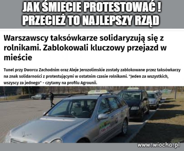 Taksówkarze pomagają rolnikom w protestach