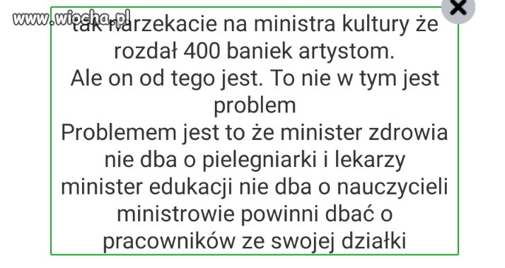 Niech ministrowie tak dbają o swoich jak Gliński