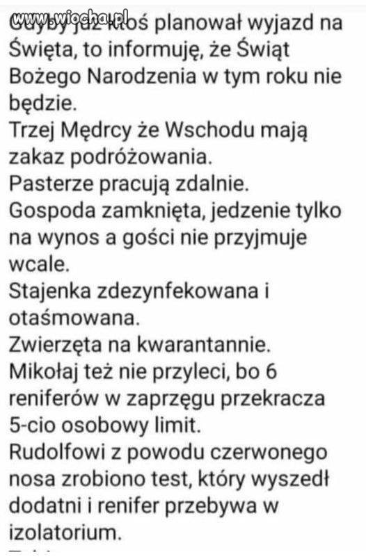 Świąt raczej nie będzie 