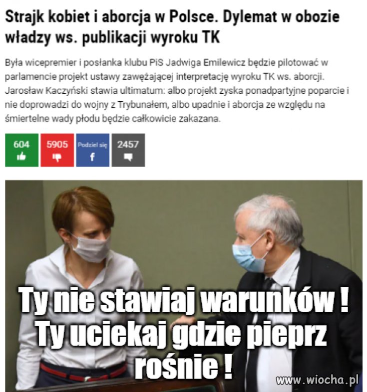 Stoi pod ścianą i warunki stawia 