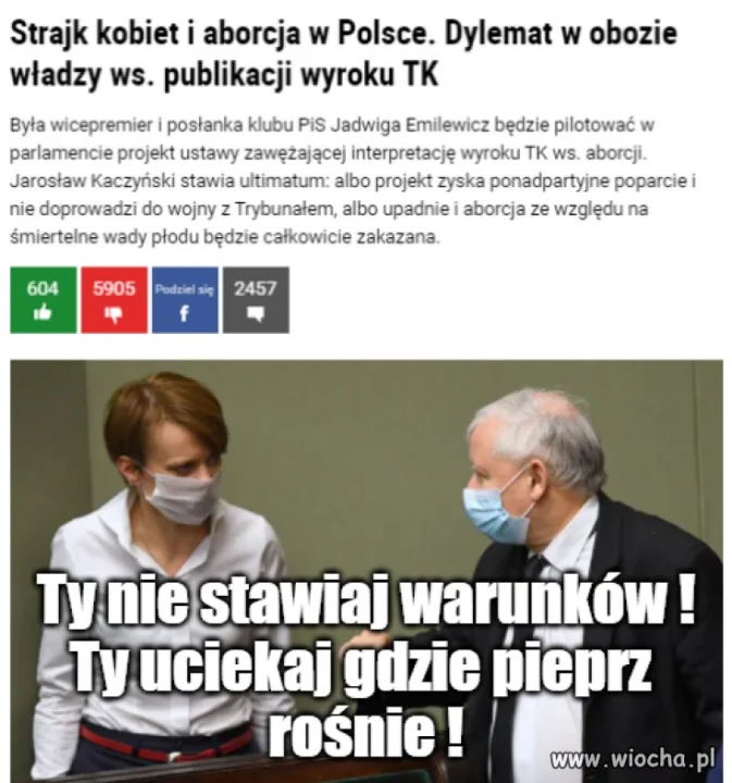 Stoi pod ścianą i warunki stawia 