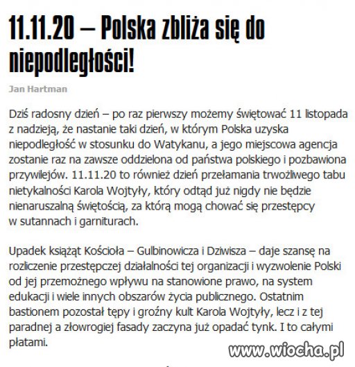 Jak nigdy wcześniej pojawiła się szansa na uwolnienie Polski