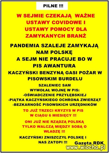 W SEJMIE CZEKAJĄ WAŻNE USTAWY COVIDOWE