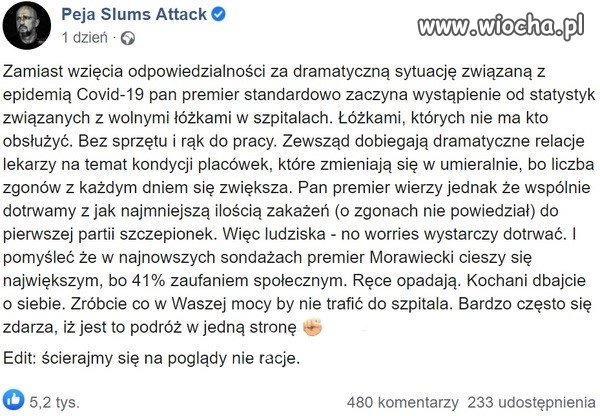 Z samymi łóżkami to można burdel otworzyć, a nie szpital prowadzić.