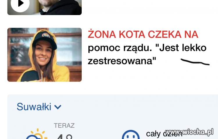 Żona kota czeka na pomoc rządu
