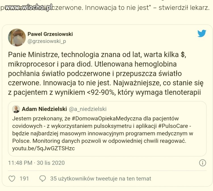 Pan minister odkrył zalety nowoczenej medycyny