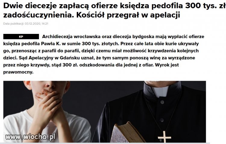 Dając na tacę sponsorujesz pedofilów