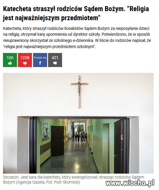 Wiadomość o katechety. Groził rodzicom Sądem Bożym