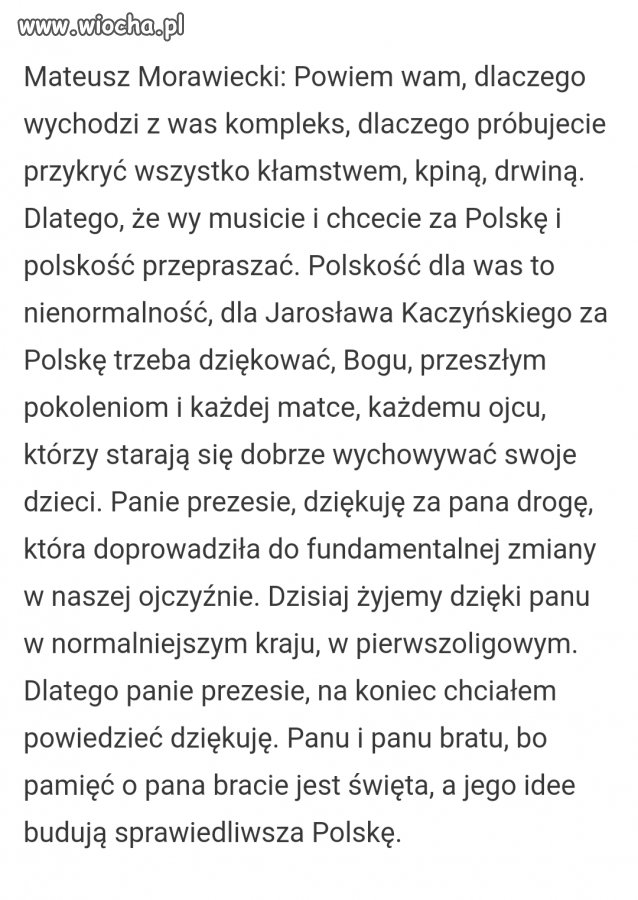 Tak premier dziękuję Kaczyńskiemu przed wotum