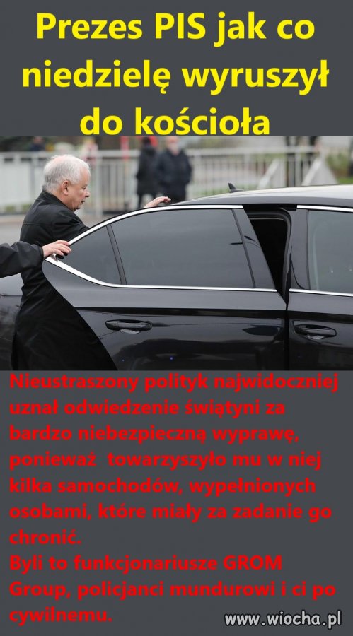 Prezes PiS w niedzielę jak co tydzień wyruszył na mszę 