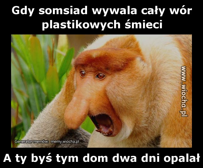 Gdy somsiad wywala cały wór plastikowych śmieci