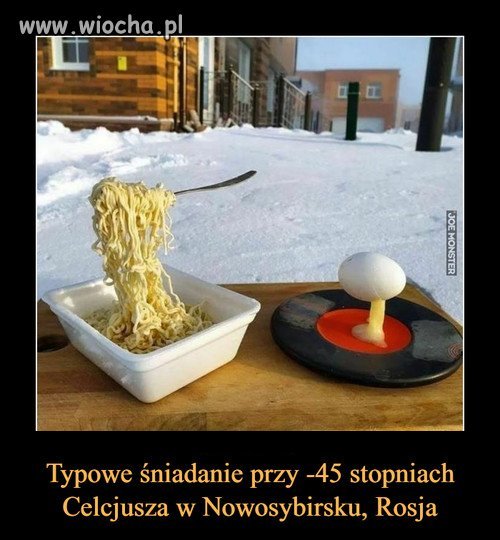 Typowe śniadanie przy -45 stopniach 