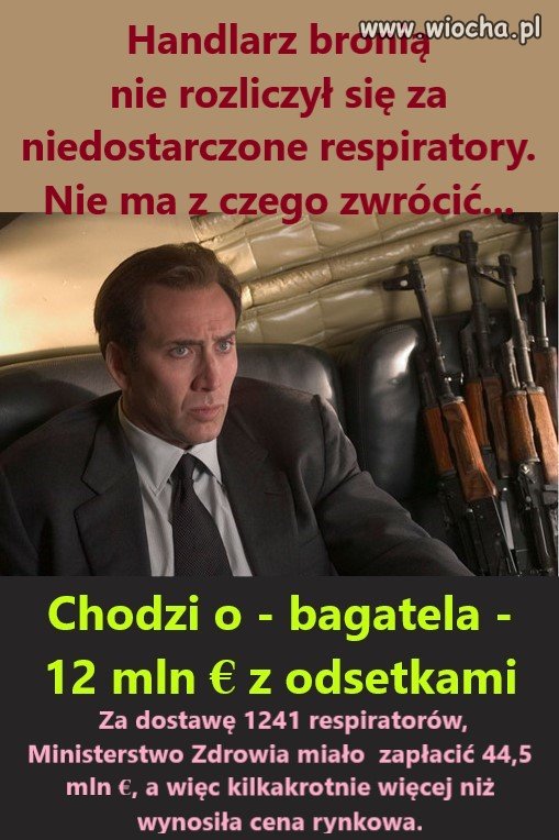 Handlarz bronią nie rozliczył się za niedostarczone respiratory. 