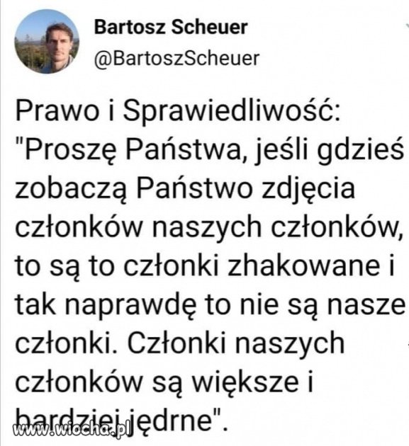 Bo każdy członek pis to kawał ch...