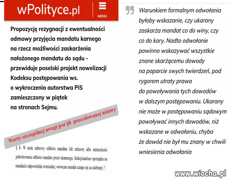 Koniec odmowy mandatu. Wprowadzenie instytucji nakazu karneg