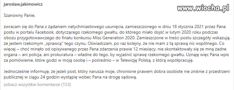 Groźby wobec Krysiaka