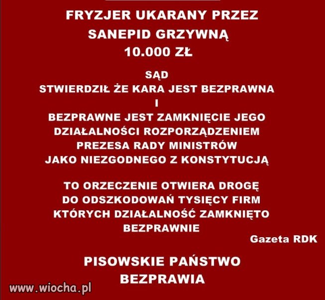FRYZJER UKARANY PRZEZ SANEPID GRZYWNĄ 10.000 ZŁ