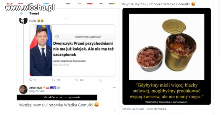 Dworczyk vs Gomułka  jak  szczepionki vs konserwy