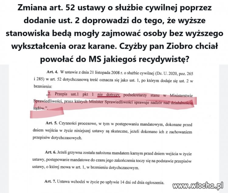 Zmiana art. 52 ustawy o służbie cywilnej poprzez dodanie ust. 2