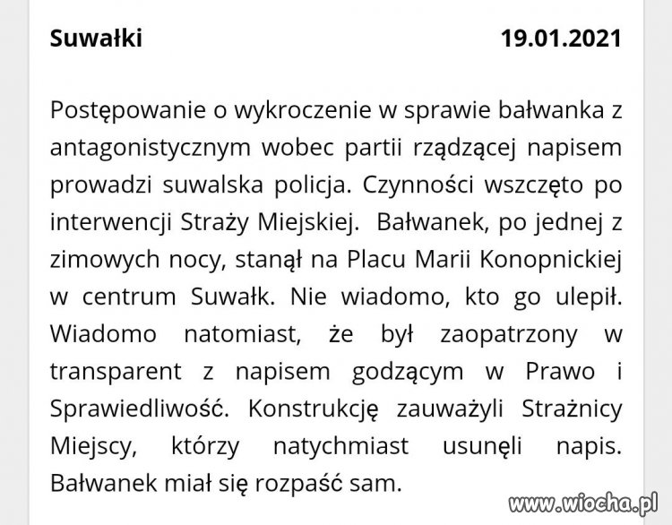 Mamy rząd jest tak silny, że zagraża mu bałwanek