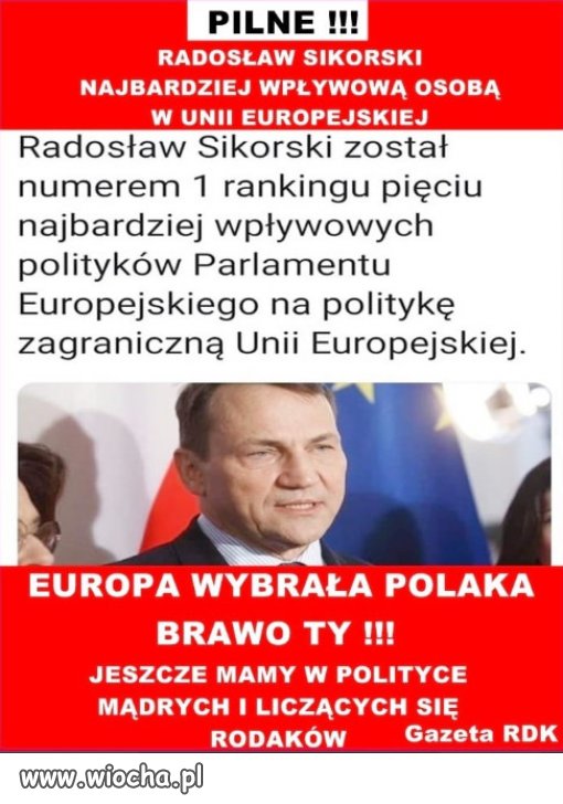 Influence Index: Radosław Sikorski najbardziej wpływowym