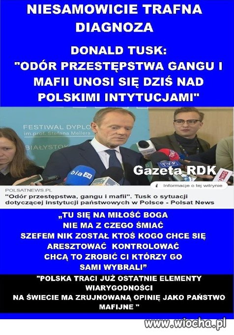 Tusk o instytucjach RP: Odór przestępstwa, gangu i mafii