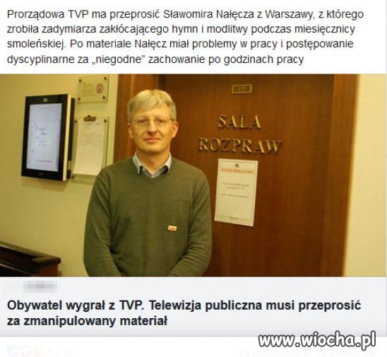 Kolejna porazka rzadowej propagandy PiSu w TVP?