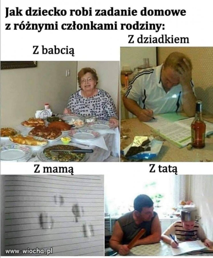 Jak dziecko robi zadanie domowe...