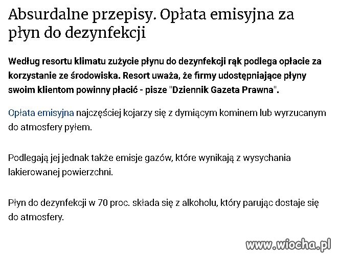 Opłata emisyjna za płyn do dezynfekcji