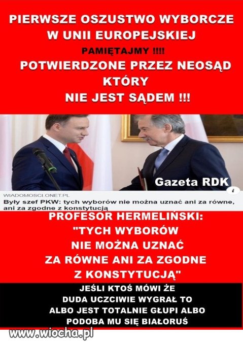 JEŚLI KTOŚ MÓWI ŻE DUDA UCZCIWIE WYGRAŁ
