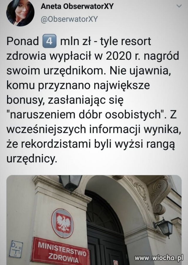 Ludzie chorują, umierają, a ci sobie k..wa nagrody