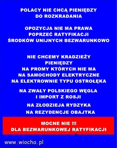 POLACY NIE CHCĄ PIENIĘDZY DO ROZKRADANIA 