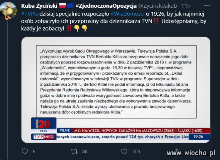 Przeprosiny TVPiss dla dziennikarza TVN
