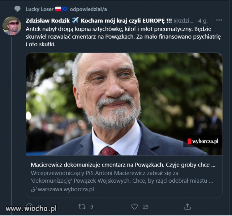 Będzie rozwalać cmentarz na Powązkach.   