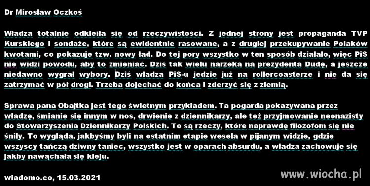 Władza totalnie odkleiła się od rzeczywistości. 