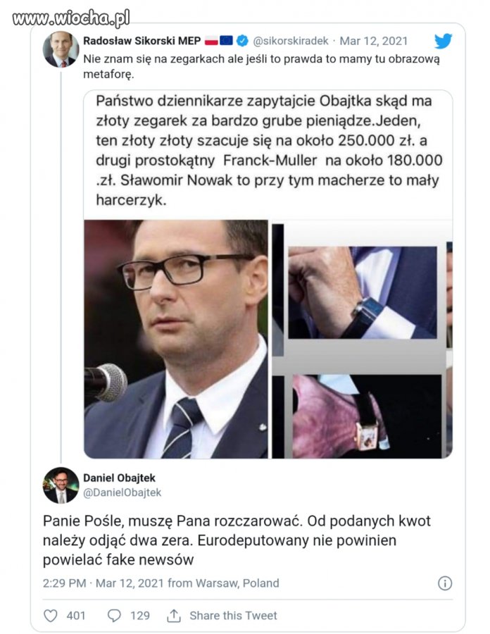 Zegarki warte 12 i16 X więcej niż zegarek nowaka