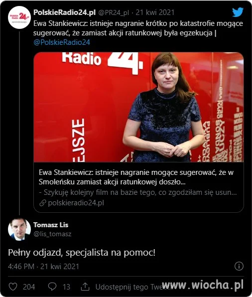 Żona eksperta podkomisji Macierewicza